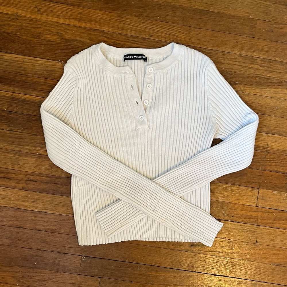 Adorable ribbed Brandy Melville John Galt long sleeve crop top